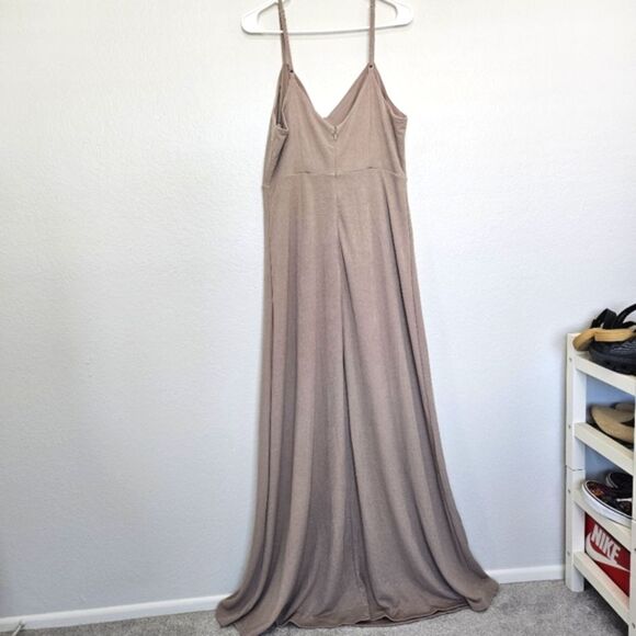 NWT Birdy Grey | Jay Long Dress Crepe Leg Slit In Taupe, Womens XL - Picture 7 of 10